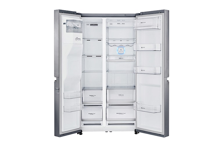 LG Americká chladnička | F | Hrubý objem 668 l | 431 kWh/rok | LG Lineární invertorový kompresor | LG Total No Frost | Multi-Air Flow™ | Vnější LED displej | Nápojový automat, GSL960PZBZ
